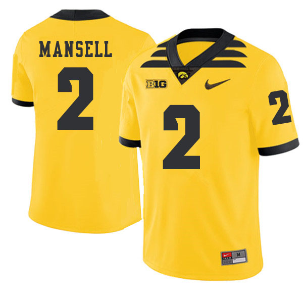 2019 Men #2 Peyton Mansell Iowa Hawkeyes College Football Alternate Jerseys Sale-Gold